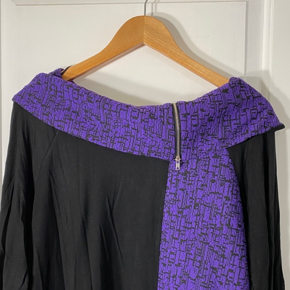 Black and Purple Cowl Neck Sweater - Picture 2 of 5